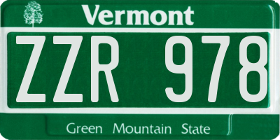 VT license plate ZZR978