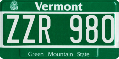 VT license plate ZZR980