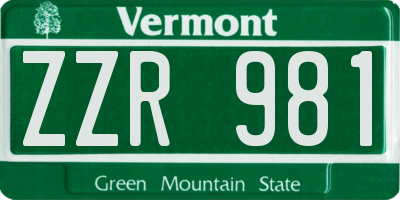 VT license plate ZZR981