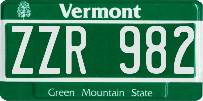VT license plate ZZR982