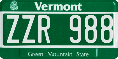 VT license plate ZZR988
