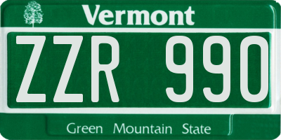 VT license plate ZZR990