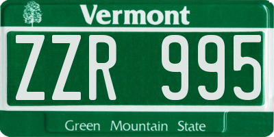 VT license plate ZZR995