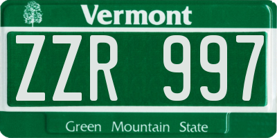 VT license plate ZZR997