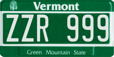 VT license plate ZZR999