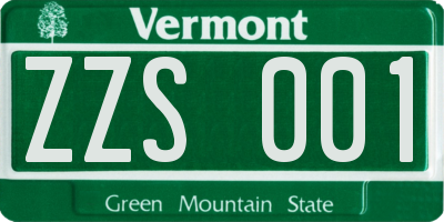 VT license plate ZZS001