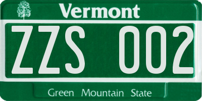 VT license plate ZZS002