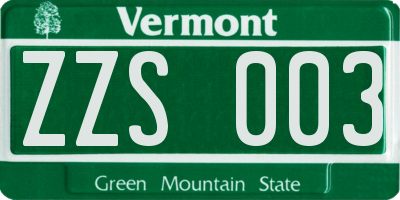 VT license plate ZZS003