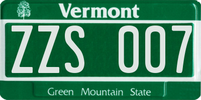 VT license plate ZZS007