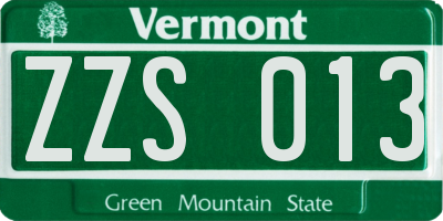 VT license plate ZZS013
