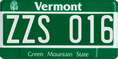 VT license plate ZZS016