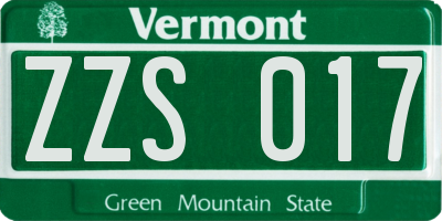 VT license plate ZZS017