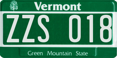 VT license plate ZZS018