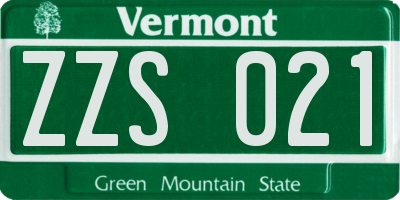 VT license plate ZZS021
