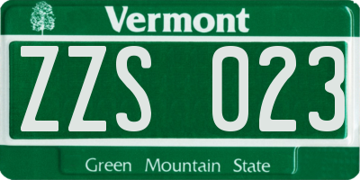 VT license plate ZZS023