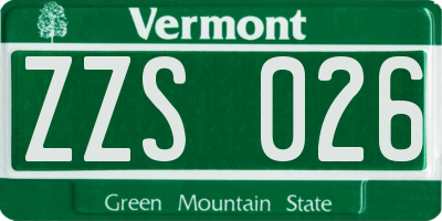 VT license plate ZZS026