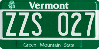 VT license plate ZZS027