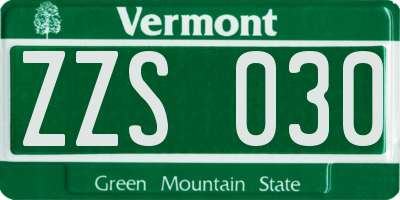VT license plate ZZS030