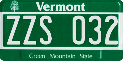 VT license plate ZZS032