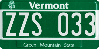 VT license plate ZZS033