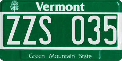 VT license plate ZZS035