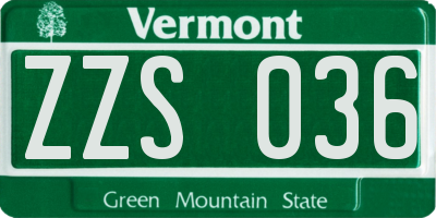 VT license plate ZZS036