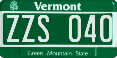 VT license plate ZZS040