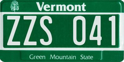 VT license plate ZZS041
