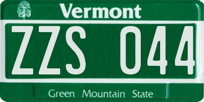 VT license plate ZZS044