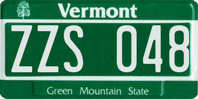 VT license plate ZZS048