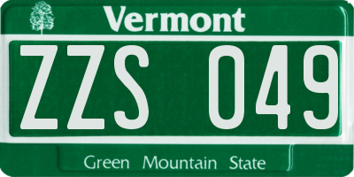 VT license plate ZZS049