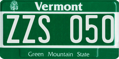 VT license plate ZZS050
