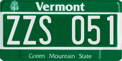 VT license plate ZZS051