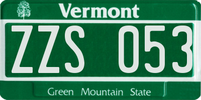 VT license plate ZZS053