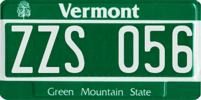 VT license plate ZZS056