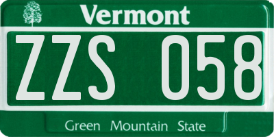 VT license plate ZZS058