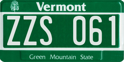VT license plate ZZS061