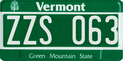 VT license plate ZZS063