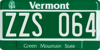 VT license plate ZZS064