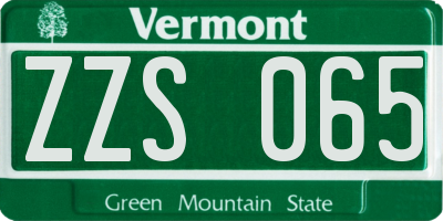 VT license plate ZZS065