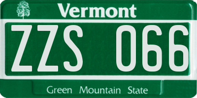 VT license plate ZZS066