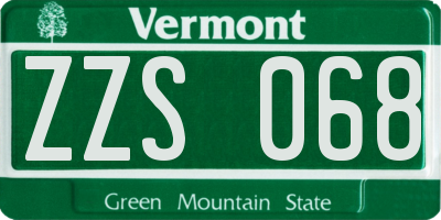 VT license plate ZZS068