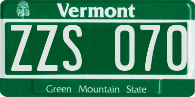 VT license plate ZZS070