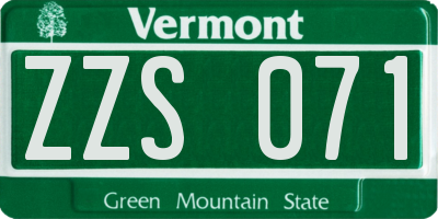 VT license plate ZZS071