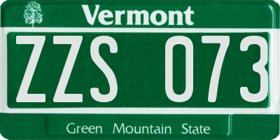 VT license plate ZZS073