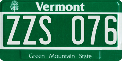 VT license plate ZZS076