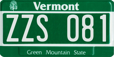 VT license plate ZZS081