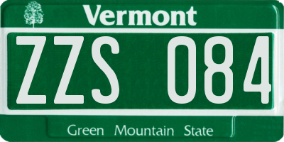 VT license plate ZZS084