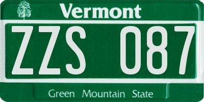 VT license plate ZZS087