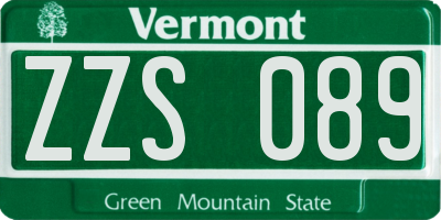 VT license plate ZZS089